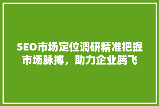 SEO市场定位调研精准把握市场脉搏，助力企业腾飞