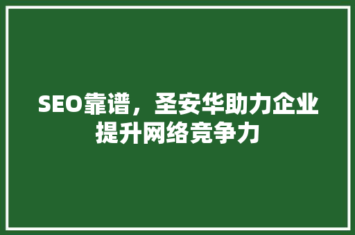 SEO靠谱，圣安华助力企业提升网络竞争力