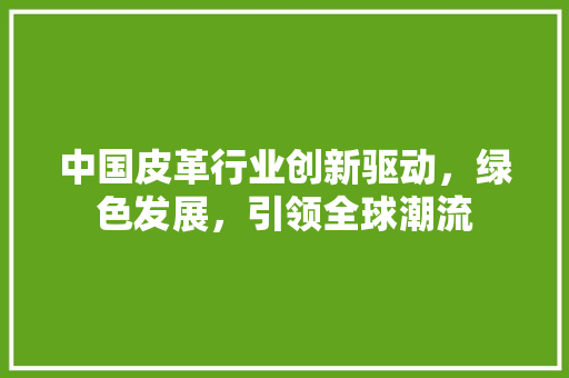 中国皮革行业创新驱动，绿色发展，引领全球潮流
