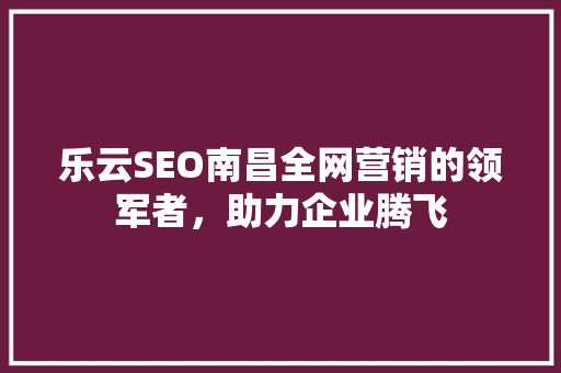 乐云SEO南昌全网营销的领军者，助力企业腾飞