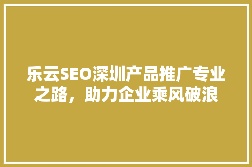 乐云SEO深圳产品推广专业之路，助力企业乘风破浪