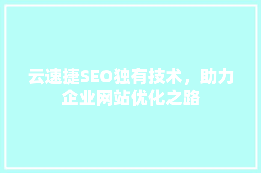 云速捷SEO独有技术，助力企业网站优化之路