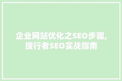 企业网站优化之SEO步骤,搜行者SEO实战指南