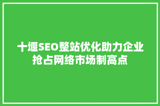 十堰SEO整站优化助力企业抢占网络市场制高点