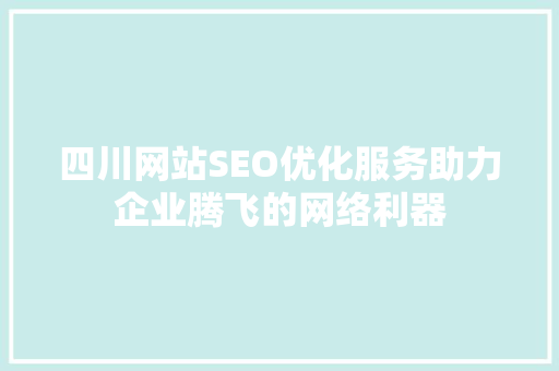 四川网站SEO优化服务助力企业腾飞的网络利器