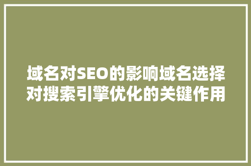 域名对SEO的影响域名选择对搜索引擎优化的关键作用