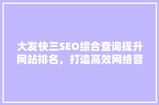 大发快三SEO综合查询提升网站排名，打造高效网络营销步骤