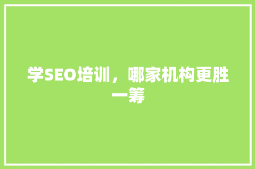 学SEO培训，哪家机构更胜一筹