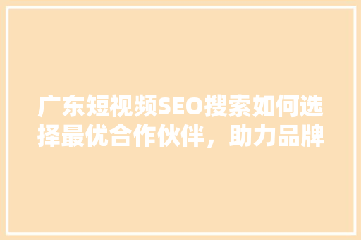 广东短视频SEO搜索如何选择最优合作伙伴，助力品牌腾飞