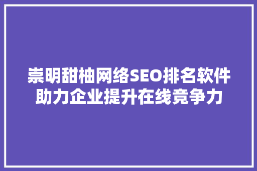崇明甜柚网络SEO排名软件助力企业提升在线竞争力