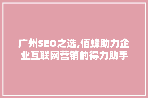 广州SEO之选,佰蜂助力企业互联网营销的得力助手
