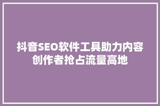 抖音SEO软件工具助力内容创作者抢占流量高地