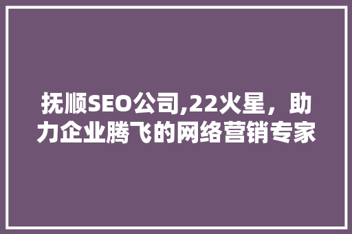 抚顺SEO公司,22火星，助力企业腾飞的网络营销专家