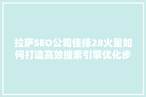 拉萨SEO公司佳择28火星如何打造高效搜索引擎优化步骤