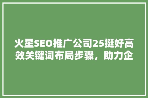 火星SEO推广公司25挺好高效关键词布局步骤，助力企业腾飞