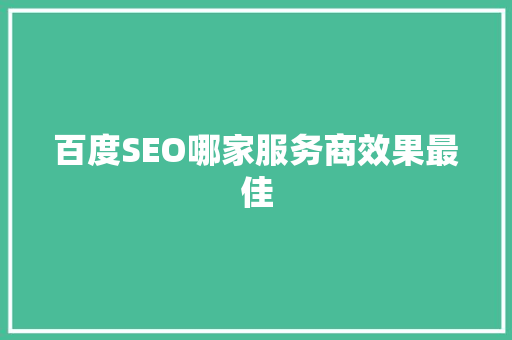 百度SEO哪家服务商效果最佳
