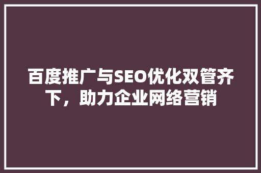 百度推广与SEO优化双管齐下，助力企业网络营销