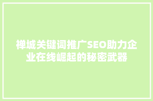 禅城关键词推广SEO助力企业在线崛起的秘密武器