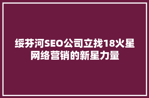 绥芬河SEO公司立找18火星网络营销的新星力量