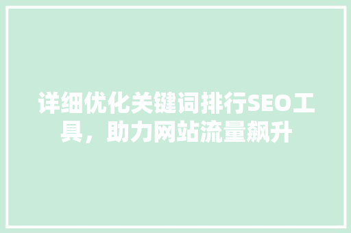 详细优化关键词排行SEO工具，助力网站流量飙升