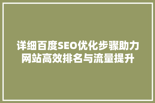 详细百度SEO优化步骤助力网站高效排名与流量提升