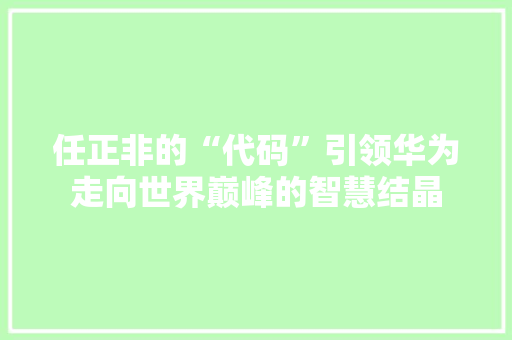 任正非的“代码”引领华为走向世界巅峰的智慧结晶