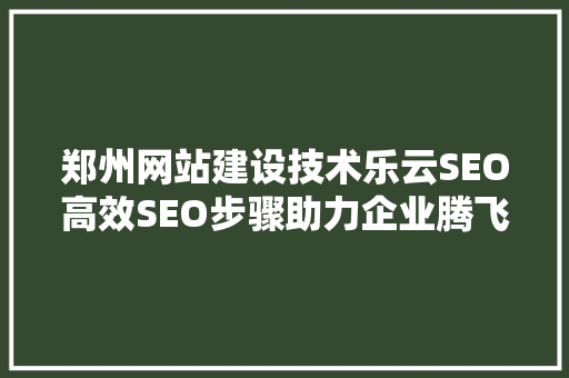 郑州网站建设技术乐云SEO高效SEO步骤助力企业腾飞