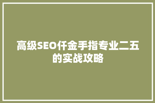 高级SEO仟金手指专业二五的实战攻略