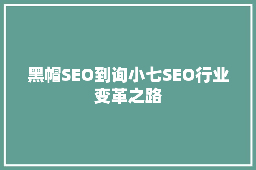 黑帽SEO到询小七SEO行业变革之路