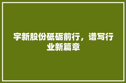 宇新股份砥砺前行，谱写行业新篇章