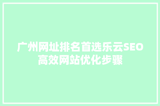 广州网址排名首选乐云SEO高效网站优化步骤
