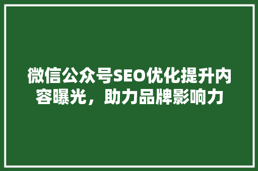 微信公众号SEO优化提升内容曝光，助力品牌影响力