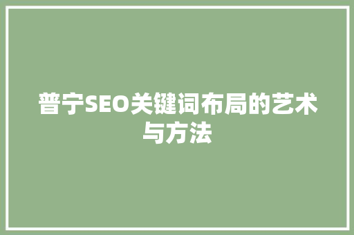 普宁SEO关键词布局的艺术与方法