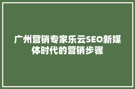 广州营销专家乐云SEO新媒体时代的营销步骤