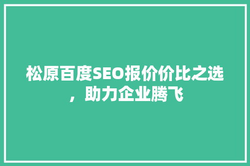 松原百度SEO报价价比之选，助力企业腾飞