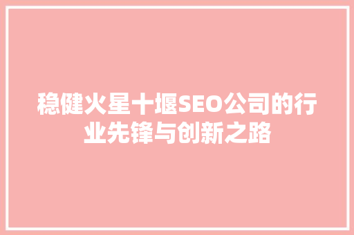 稳健火星十堰SEO公司的行业先锋与创新之路