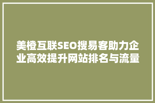 美橙互联SEO搜易客助力企业高效提升网站排名与流量