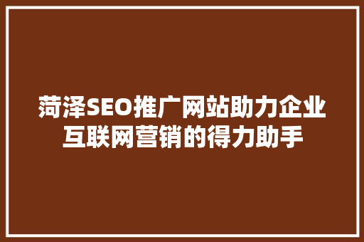 菏泽SEO推广网站助力企业互联网营销的得力助手