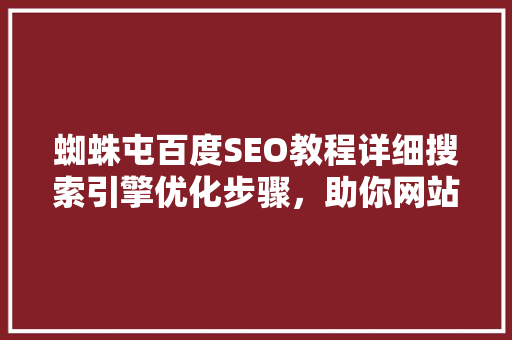 蜘蛛屯百度SEO教程详细搜索引擎优化步骤，助你网站流量翻倍