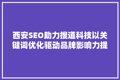 西安SEO助力搜道科技以关键词优化驱动品牌影响力提升