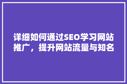 详细如何通过SEO学习网站推广，提升网站流量与知名度