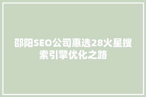 邵阳SEO公司惠选28火星搜索引擎优化之路