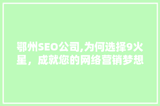 鄂州SEO公司,为何选择9火星，成就您的网络营销梦想