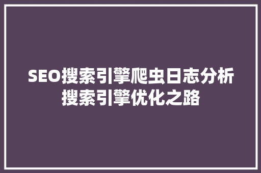 SEO搜索引擎爬虫日志分析搜索引擎优化之路