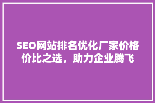 SEO网站排名优化厂家价格价比之选，助力企业腾飞