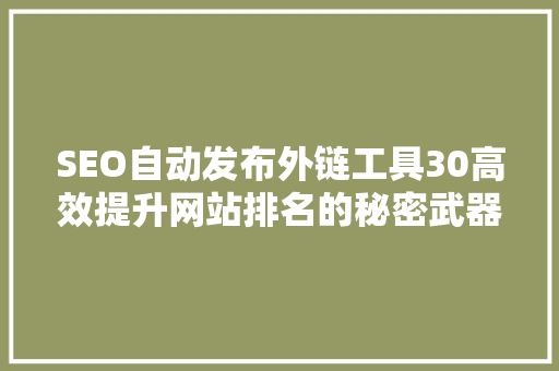 SEO自动发布外链工具30高效提升网站排名的秘密武器