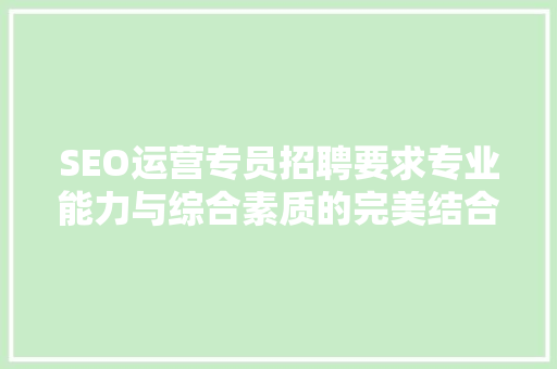 SEO运营专员招聘要求专业能力与综合素质的完美结合