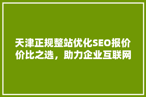 天津正规整站优化SEO报价价比之选，助力企业互联网发展