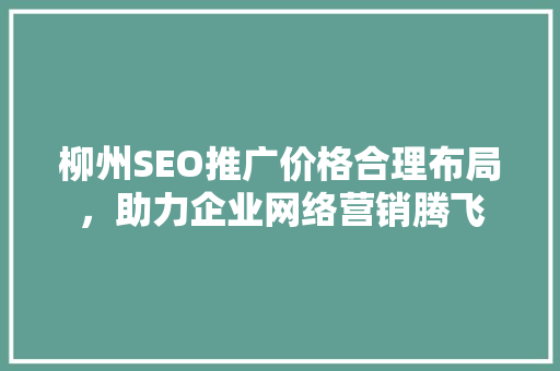 柳州SEO推广价格合理布局，助力企业网络营销腾飞