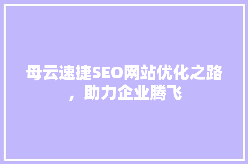 母云速捷SEO网站优化之路，助力企业腾飞